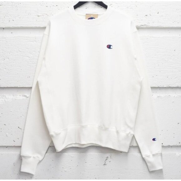 SOLD- NOT AVAILABLE Champion Reverse Weave White Crewneck Sweatshirt - Picture 1 of 12